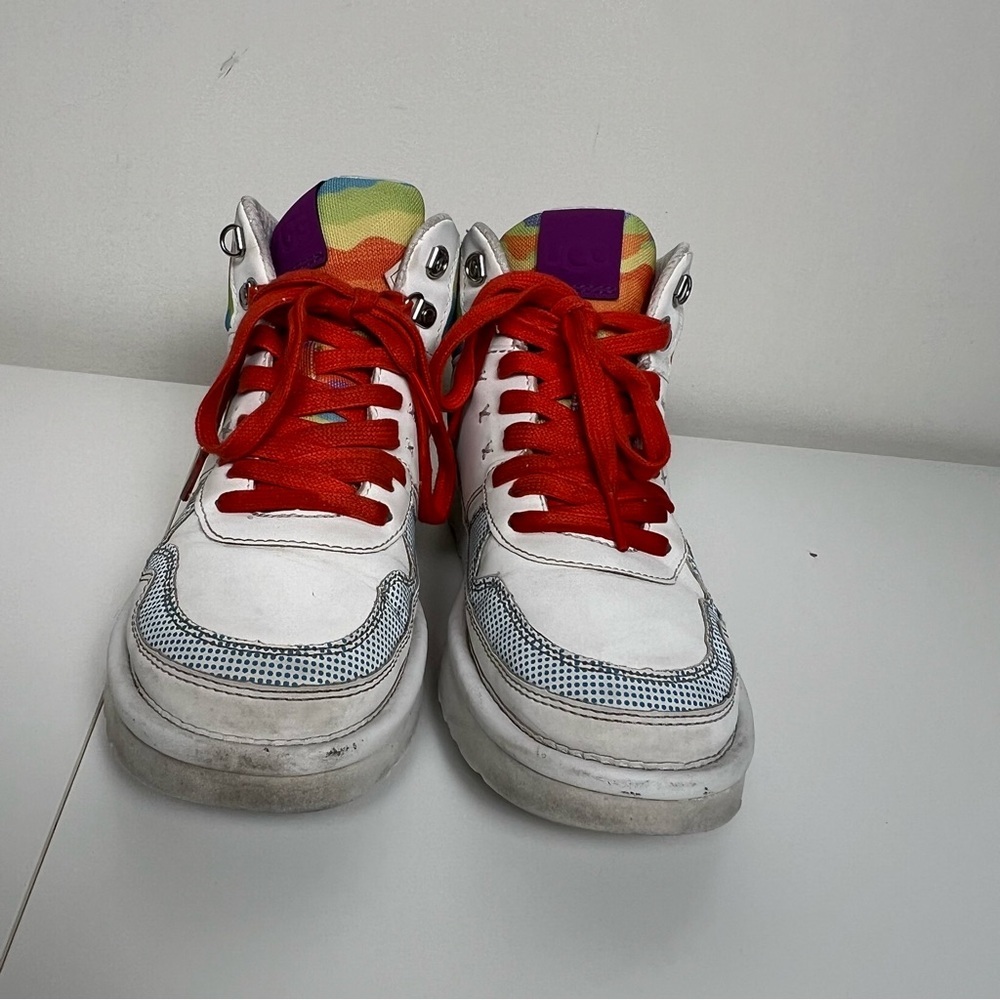 UGG Pride Hiker Sneakers - Cali Collage Rainbow High Top - Treadlite Sole - Picture 2 of 7